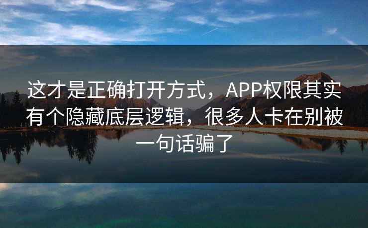这才是正确打开方式,APP权限其实有个隐藏底层逻辑,很多人卡在别被一句话骗了 这才是正确打开方式,APP权限其实有个隐藏底层逻辑,很多人卡在别被一句话骗了