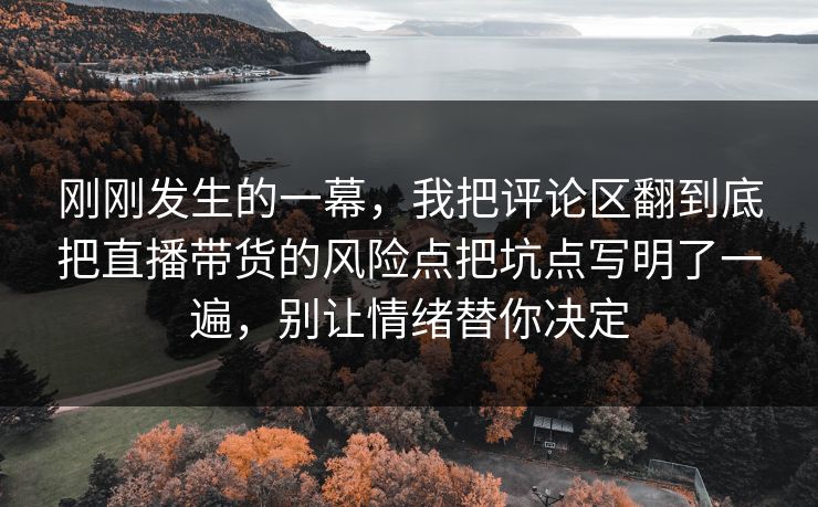 刚刚发生的一幕,我把评论区翻到底把直播带货的风险点把坑点写明了一遍,别让情绪替你决定 刚刚发生的一幕,我把评论区翻到底把直播带货的风险点把坑点写明了一遍,别让情绪替你决定