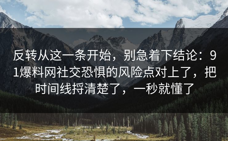 反转从这一条开始，别急着下结论：91爆料网社交恐惧的风险点对上了，把时间线捋清楚了，一秒就懂了